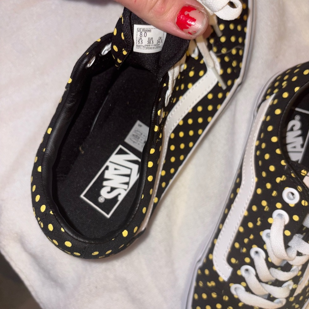 Vans Black Sneakers with Yellow Polka Dots - Picture 6 of 6